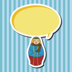 Matryoshka, Russian traditional wooden doll, vector pattern, ele