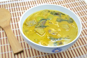 Chicken green curry soup, traditional Thai food