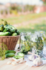 Preparing ingredients for pickling cucumbers