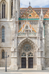 Entrance of the Matthias church in Budapest the capital city of