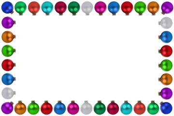 Weihnachten viele bunte Weihnachtskugeln Rahmen Dekoration Freis