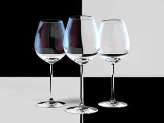 Black and white glass with color reflections