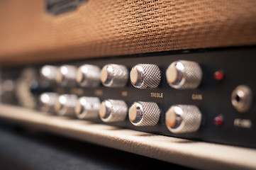 Guitar amplifier knobs detail - obrazy, fototapety, plakaty