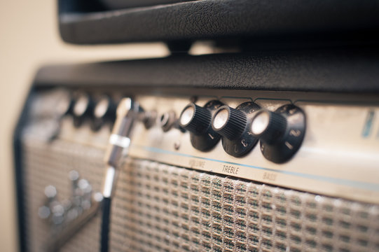Guitar amplifier knobs detail