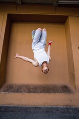 Man doing parkour in the city