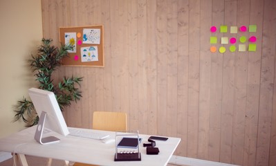 Creative office with cool wooden paneling 