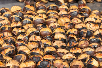 Roasted chestnuts for sale in the street of Istanbul. Turkey