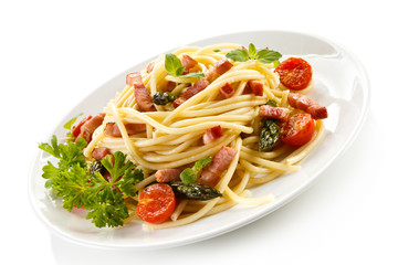 Pasta with meat and vegetables