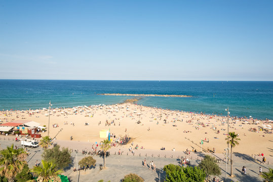 The beach of Barceloneta is very popular among young tourists, who visit Barcelona. The beach is in close to down town and very famous in Barcelona