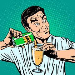 bartender pours beer