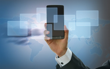 BUSINESSMAN USING YOUR SMARTPHONE