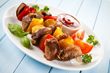 Kebab - grilled meat and vegetables 