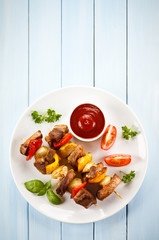 Kebab - grilled meat and vegetables 