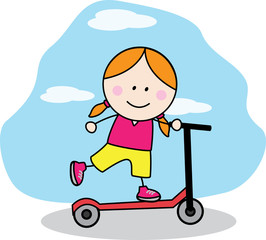 Girl playing scooter