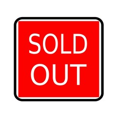 SOLD OUT white stamp text on red background