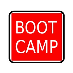 Boot camp white stamp text on red background