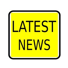 Latest news black stamp text on yellow background