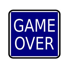 GAME OVER white stamp text on buleblack background