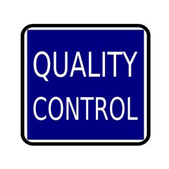 QUALITY CONTROL white stamp text on buleblack background