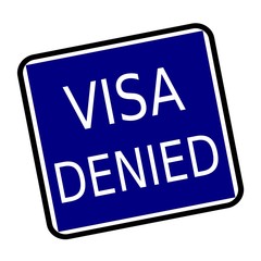 VISA DENIED white stamp text on buleblack background