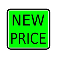 new price black stamp text on green background