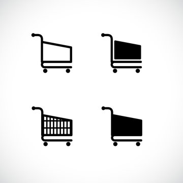 Shopping cart icon. Vector illustration flat design with long shadow