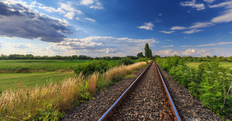 Scenic railroad in remote rural area in summer