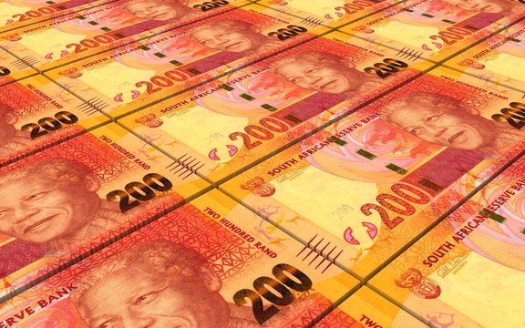 South african rands bills stacks background.