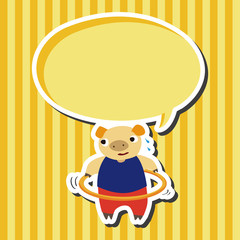sport animal pig cartoon elements vector