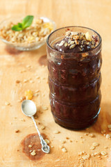 Acai frozen pulp juice in glass