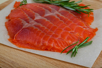 Sliced salmon