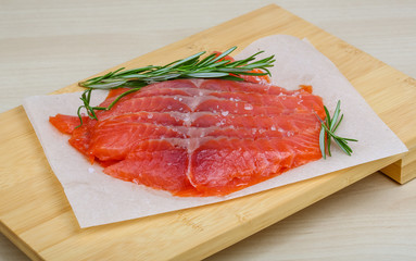 Sliced salmon