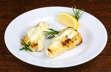 Baked perch fillet