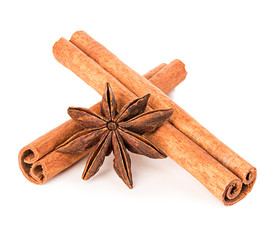 Anise and cinnamon isolated on white background