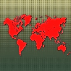 Red world map dotted halftone