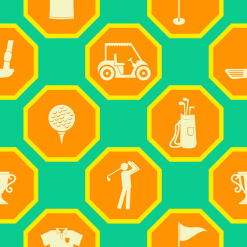Seamless background with golf icons for your design