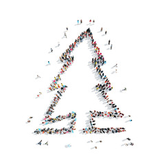 people in the shape of a Christmas tree