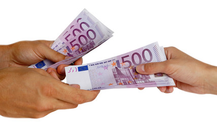 Money hand to hand. Euro