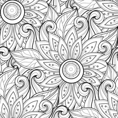 Vector Seamless Monochrome Floral Pattern
