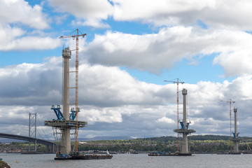 Forth Bridge Queensferry Crossing under construction. Edinburgh, Scotland.
