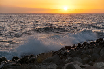 Obraz premium Sunset on the beach on the south of Tenerife 