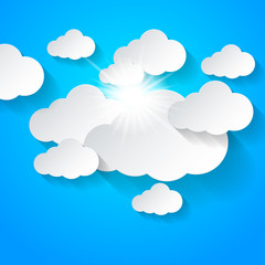 White clouds on blue sky