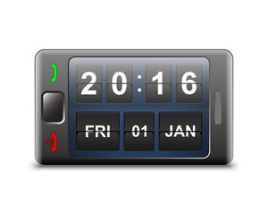 Vector smartphone with vintage flip clock screensaver