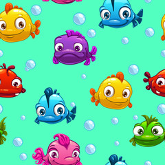 Seamless pattern with funny fishes