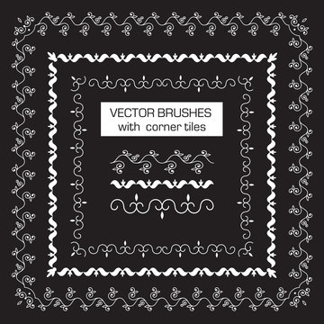 decorative vector brushes with outer corner tiles for borders