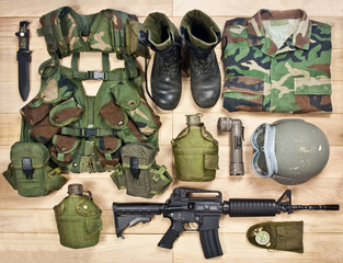 set of military equipment of the 20th century