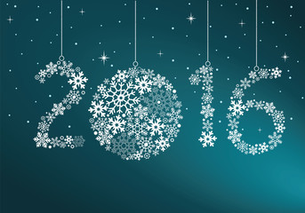 Fototapeta na wymiar Happy New Year 2016 greeting card. Snowflake background