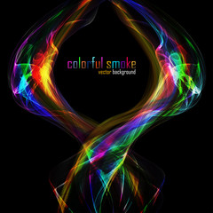 Colorful smoke isolated on black. Vector illustration. Eps 10