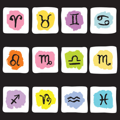 Horoscope Zodiac  Star signs, vector set.