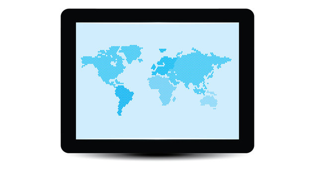 World Dotted Map on Tablet device